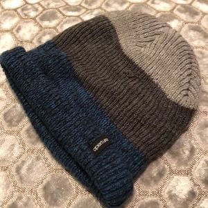 Aperture knit blue and gray beanie